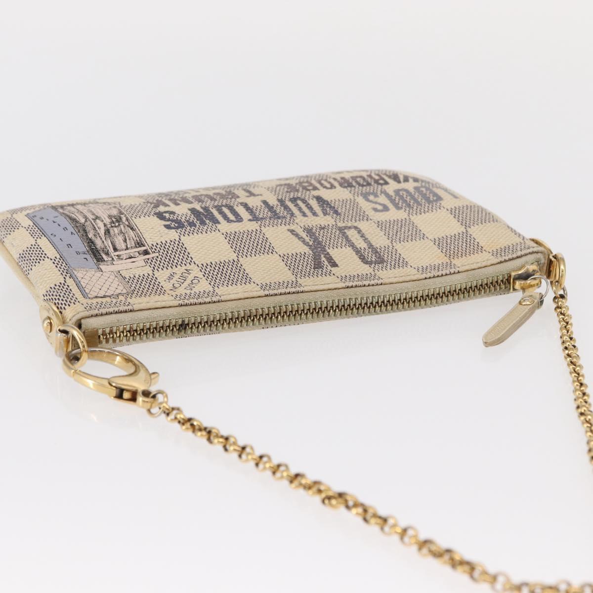 LOUIS VUITTON Damier Azur Pochette Mira MM Accessory Pouch N63090 LV Auth 154861