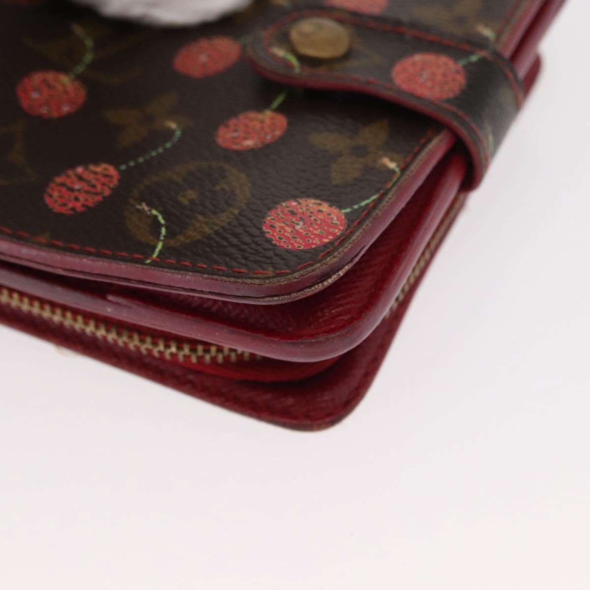 LOUIS VUITTON Monogram Cherry Compact Zip Bifold Wallet M95005 LV Auth 154887