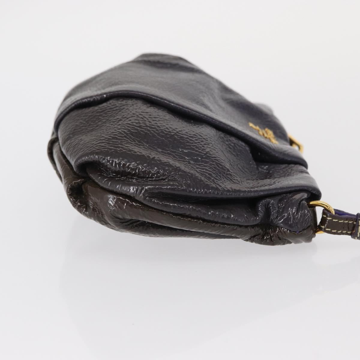 PRADA Pouch Enamel Purple Gold Auth 154899
