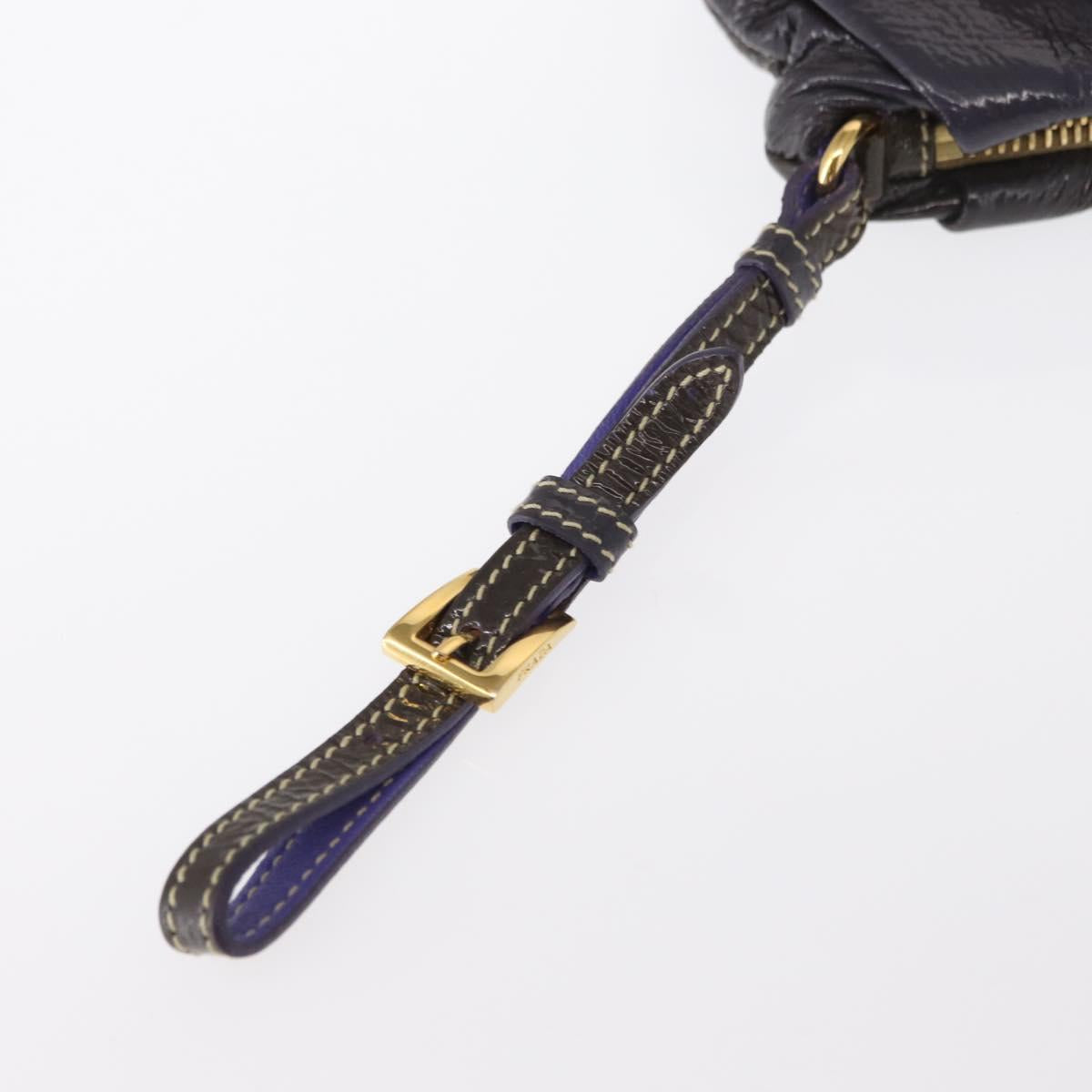 PRADA Pouch Enamel Purple Gold Auth 154899