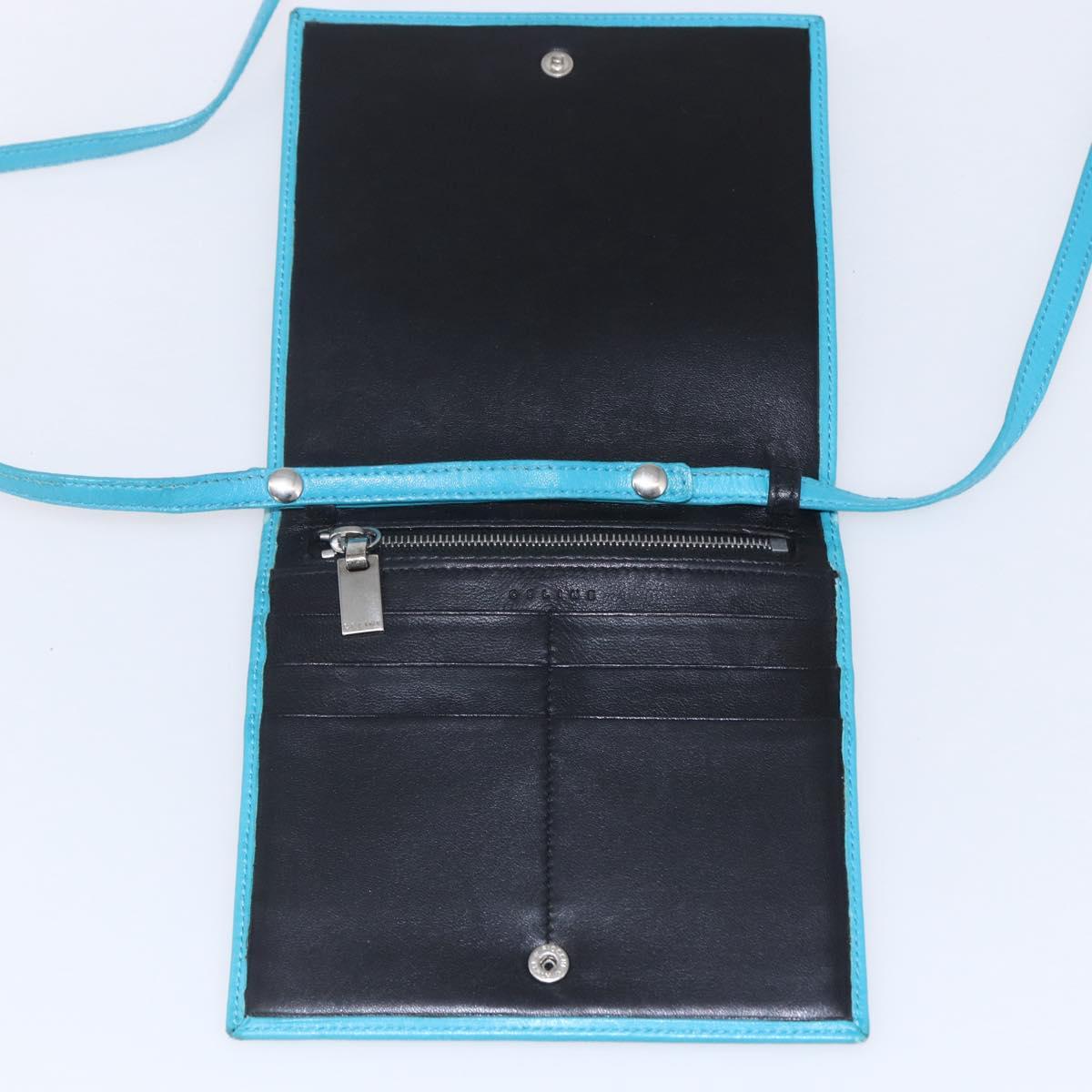 CELINE Shoulder Bag Leather Blue Silver Auth 154900