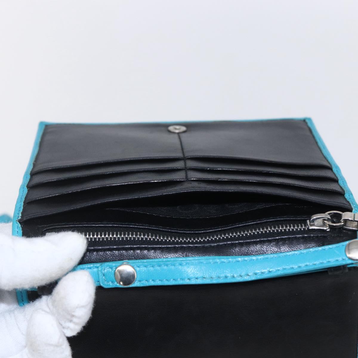 CELINE Shoulder Bag Leather Blue Silver Auth 154900