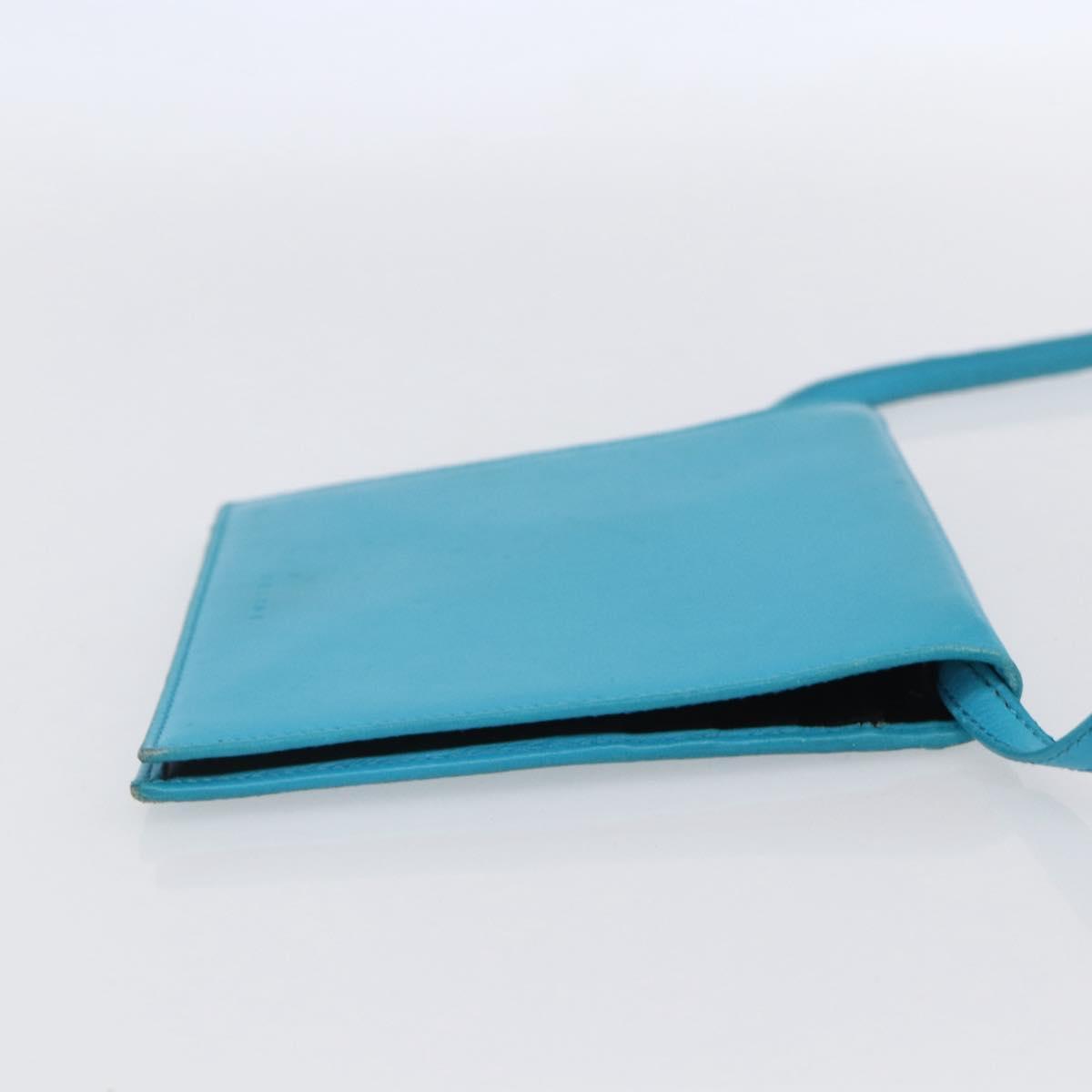 CELINE Shoulder Bag Leather Blue Silver Auth 154900