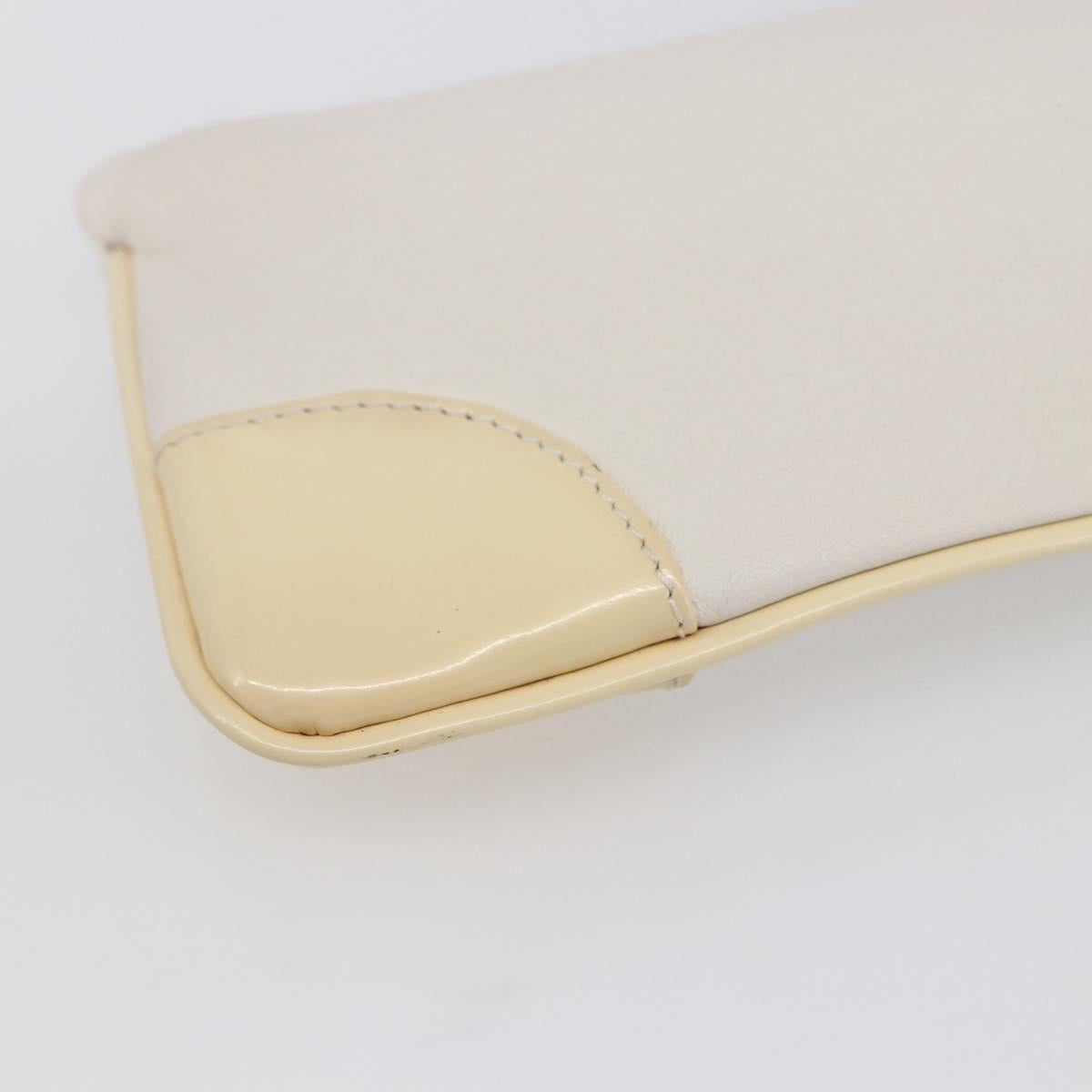 CHANEL Camelia Pouch Leather Ivory Gold CC Auth 154902