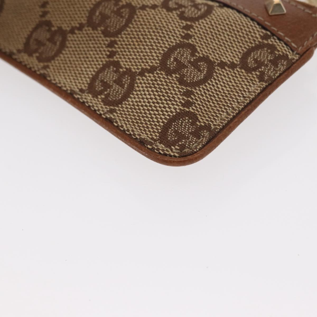 GUCCI GG Canvas Coin Purse Beige Gold 120971 Auth 154904