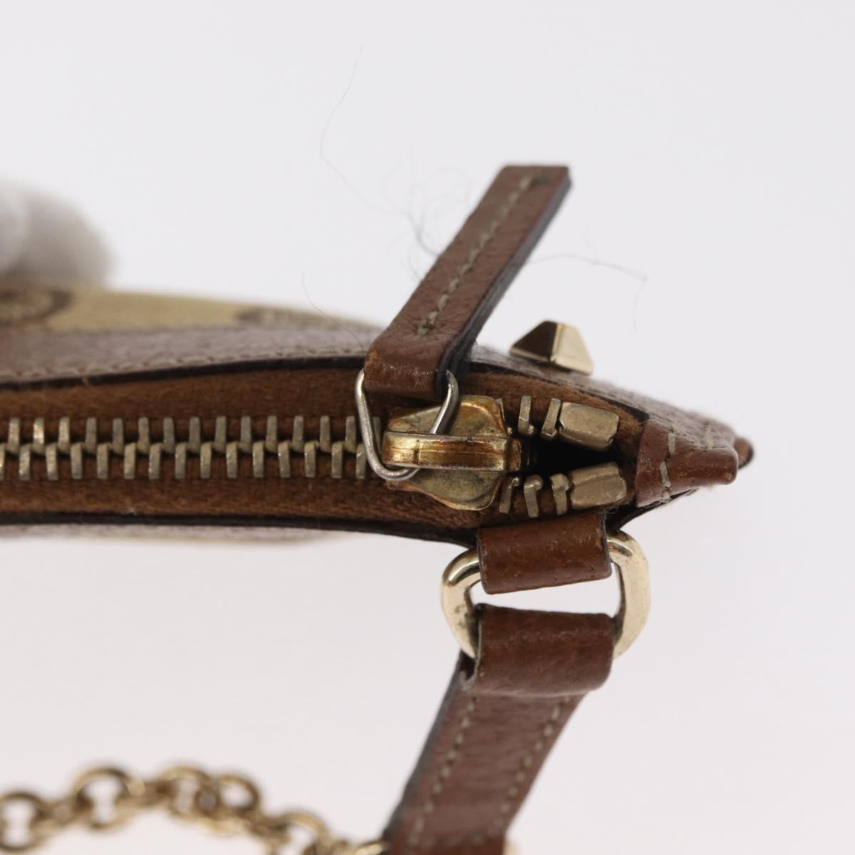 GUCCI GG Canvas Coin Purse Beige Gold 120971 Auth 154904