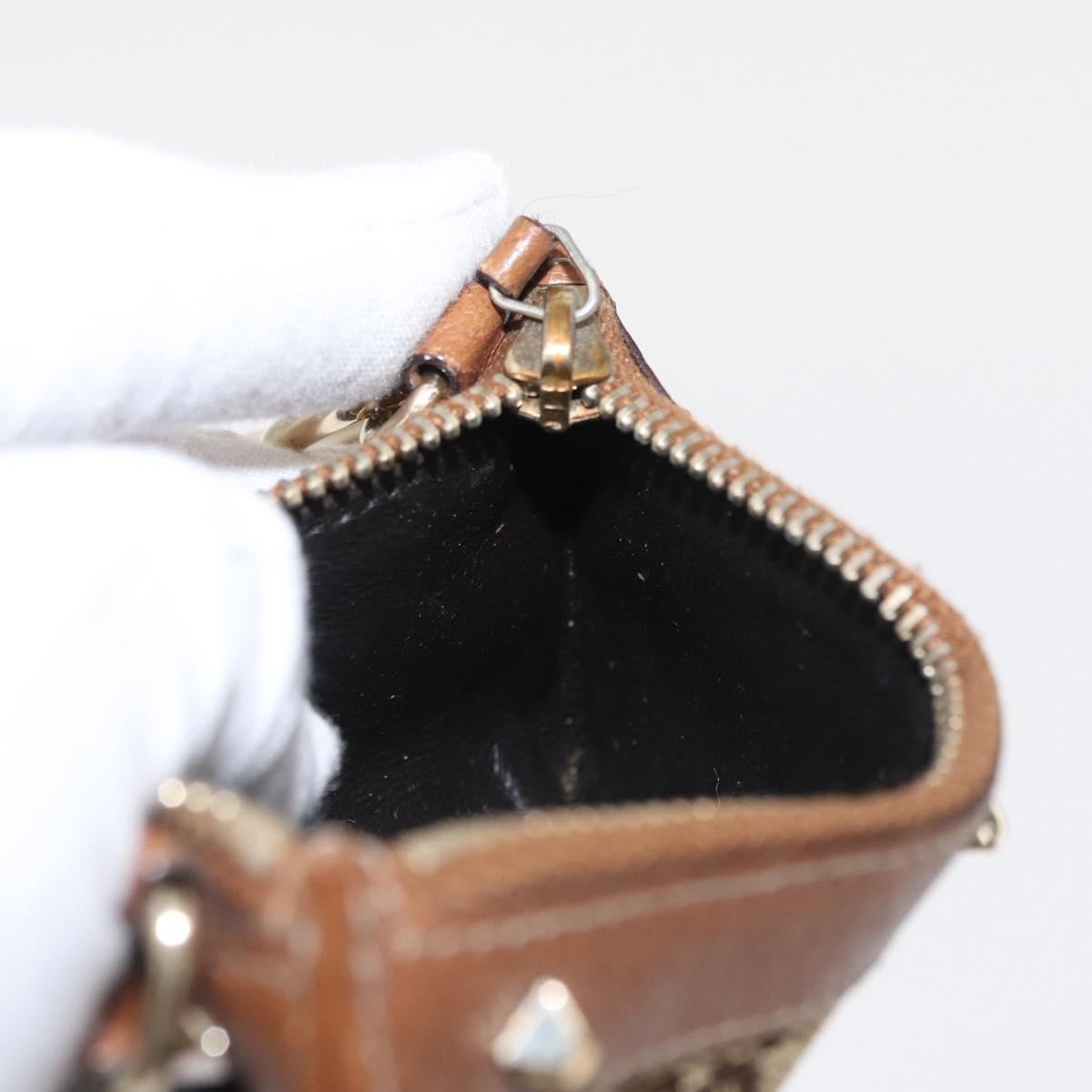 GUCCI GG Canvas Coin Purse Beige Gold 120971 Auth 154904