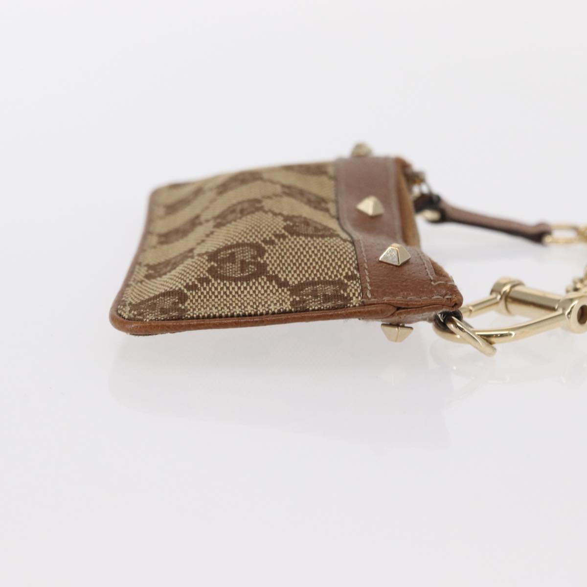 GUCCI GG Canvas Coin Purse Beige Gold 120971 Auth 154904