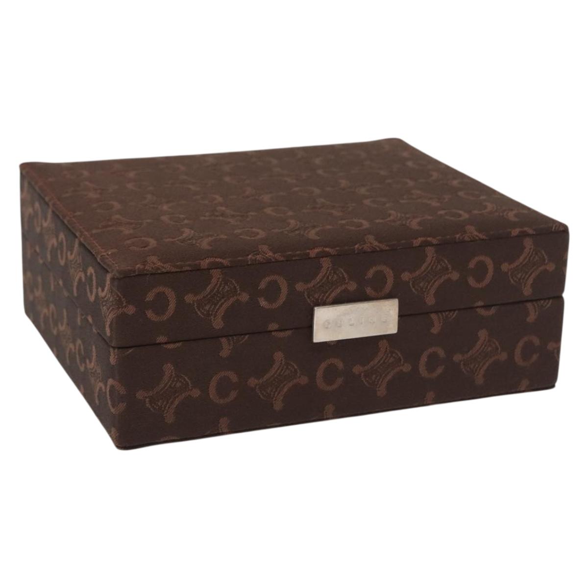CELINE C Macadam Canvas Jewelry Box Brown Silver Auth 154905V