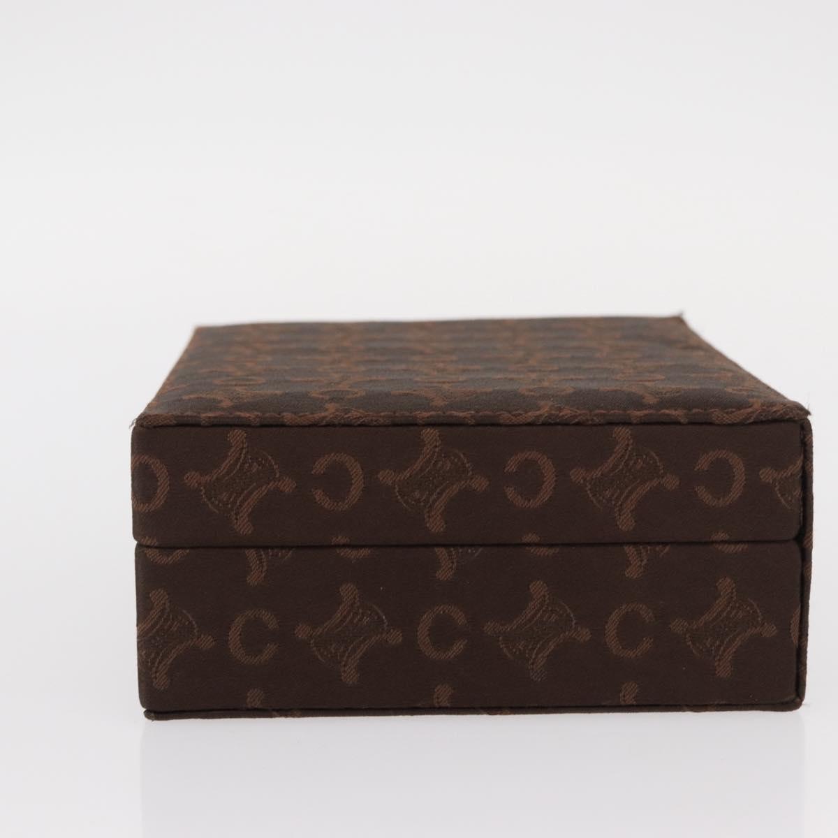 CELINE C Macadam Canvas Jewelry Box Brown Silver Auth 154905V