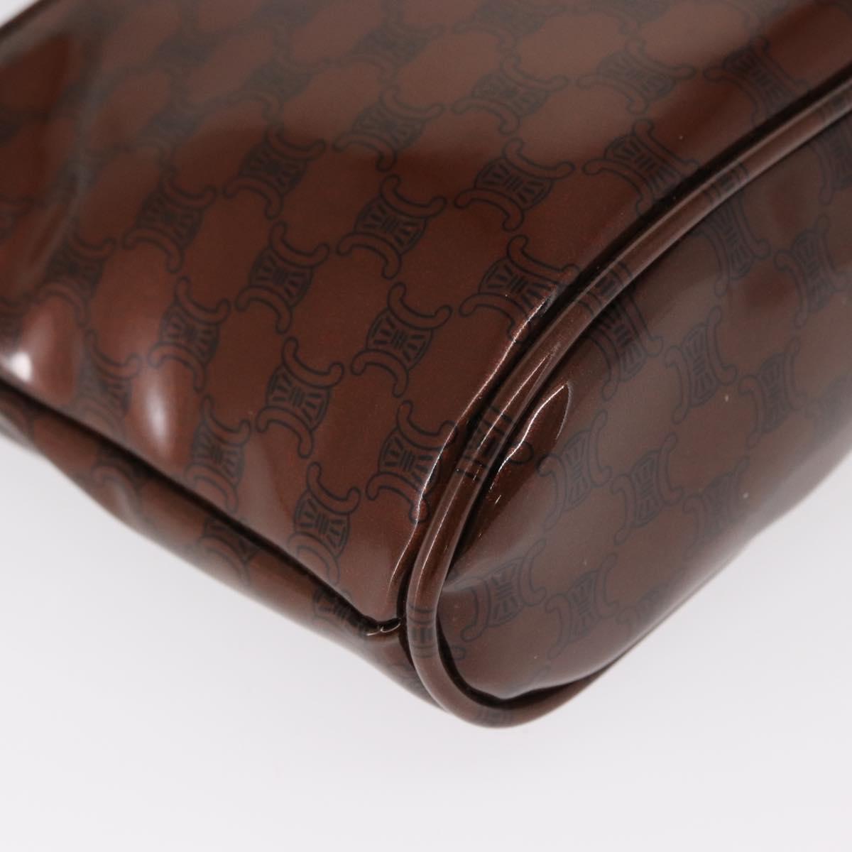 CELINE Macadam Canvas Hand Bag PVC Brown Black Auth 154907