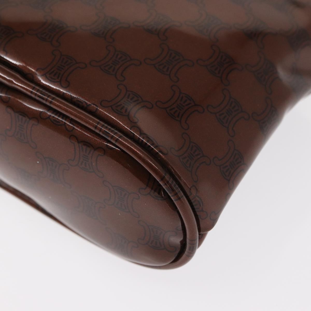 CELINE Macadam Canvas Hand Bag PVC Brown Black Auth 154907