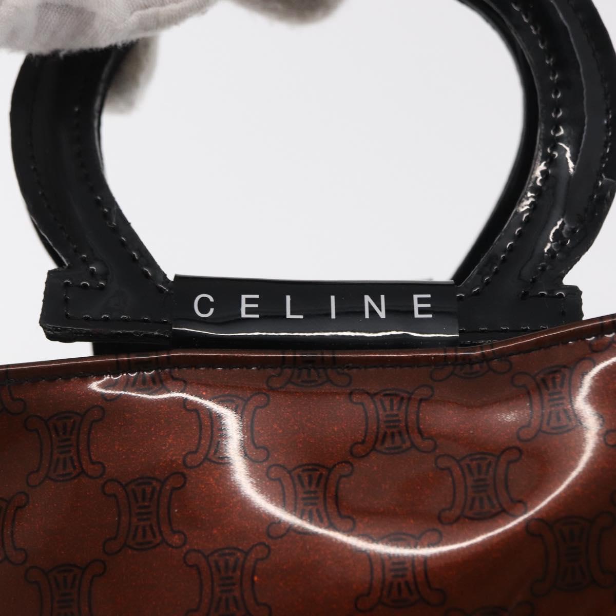 CELINE Macadam Canvas Hand Bag PVC Brown Black Auth 154907