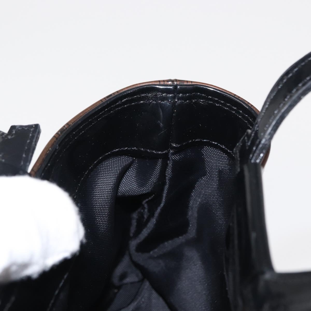 CELINE Macadam Canvas Hand Bag PVC Brown Black Auth 154907