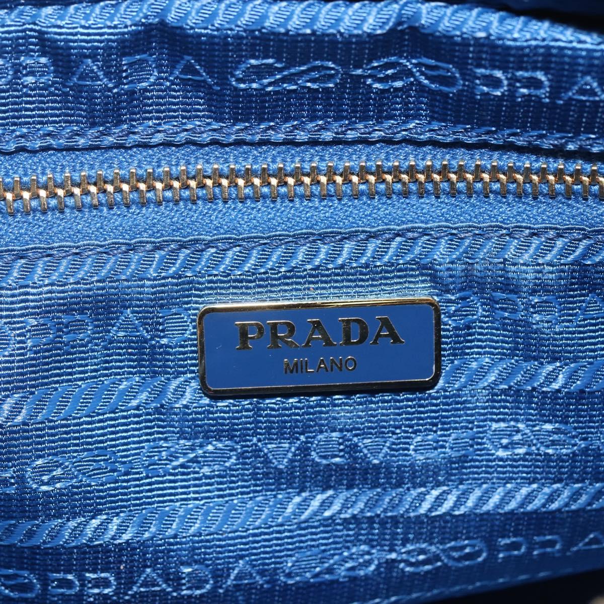 PRADA Pouch Canvas Light Blue Gold Auth 154909