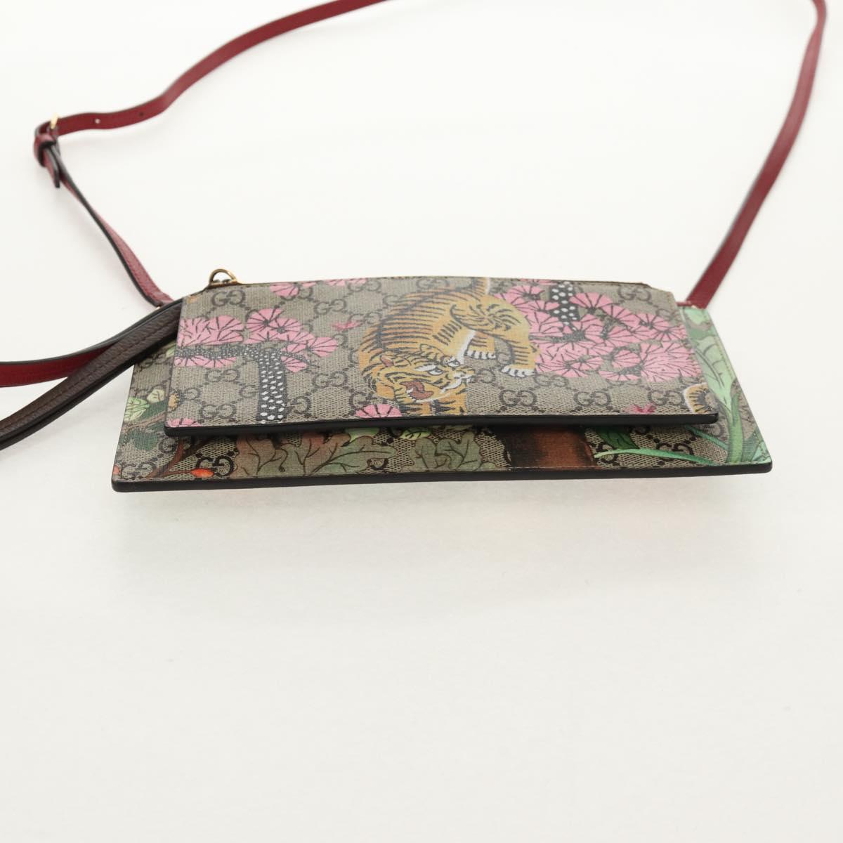 GUCCI GG Supreme Bengal Tiger Flower Bag PVC Beige Gold 454111 Auth 154913SAM