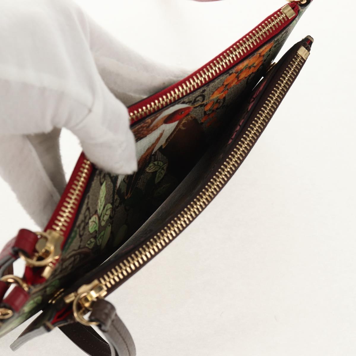 GUCCI GG Supreme Bengal Tiger Flower Bag PVC Beige Gold 454111 Auth 154913SAM