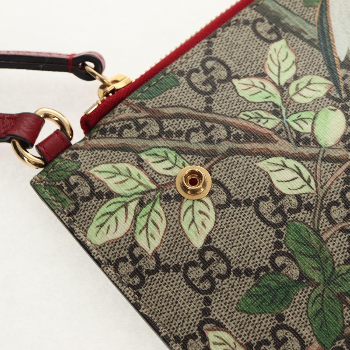 GUCCI GG Supreme Bengal Tiger Flower Bag PVC Beige Gold 454111 Auth 154913SAM