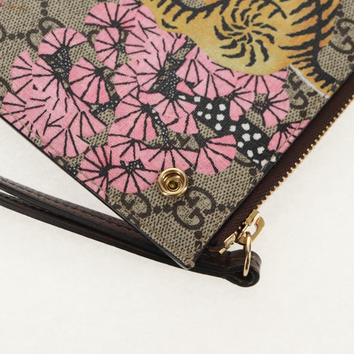 GUCCI GG Supreme Bengal Tiger Flower Bag PVC Beige Gold 454111 Auth 154913SAM