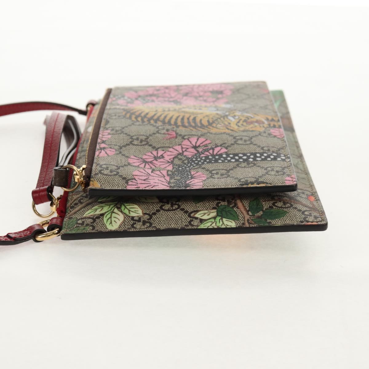 GUCCI GG Supreme Bengal Tiger Flower Bag PVC Beige Gold 454111 Auth 154913SAM