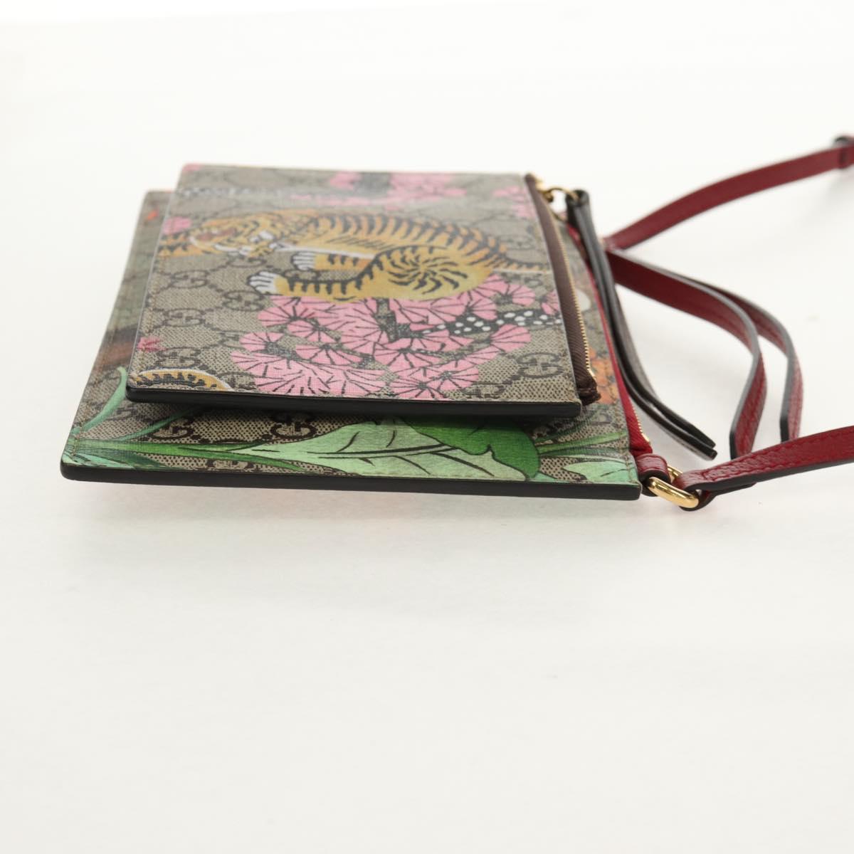 GUCCI GG Supreme Bengal Tiger Flower Bag PVC Beige Gold 454111 Auth 154913SAM