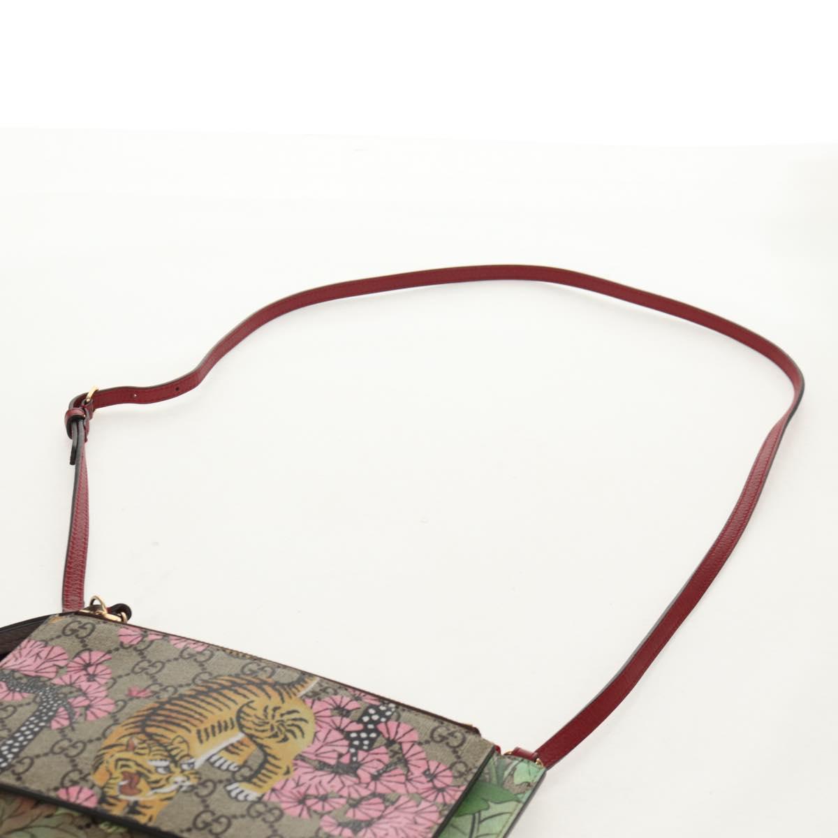 GUCCI GG Supreme Bengal Tiger Flower Bag PVC Beige Gold 454111 Auth 154913SAM