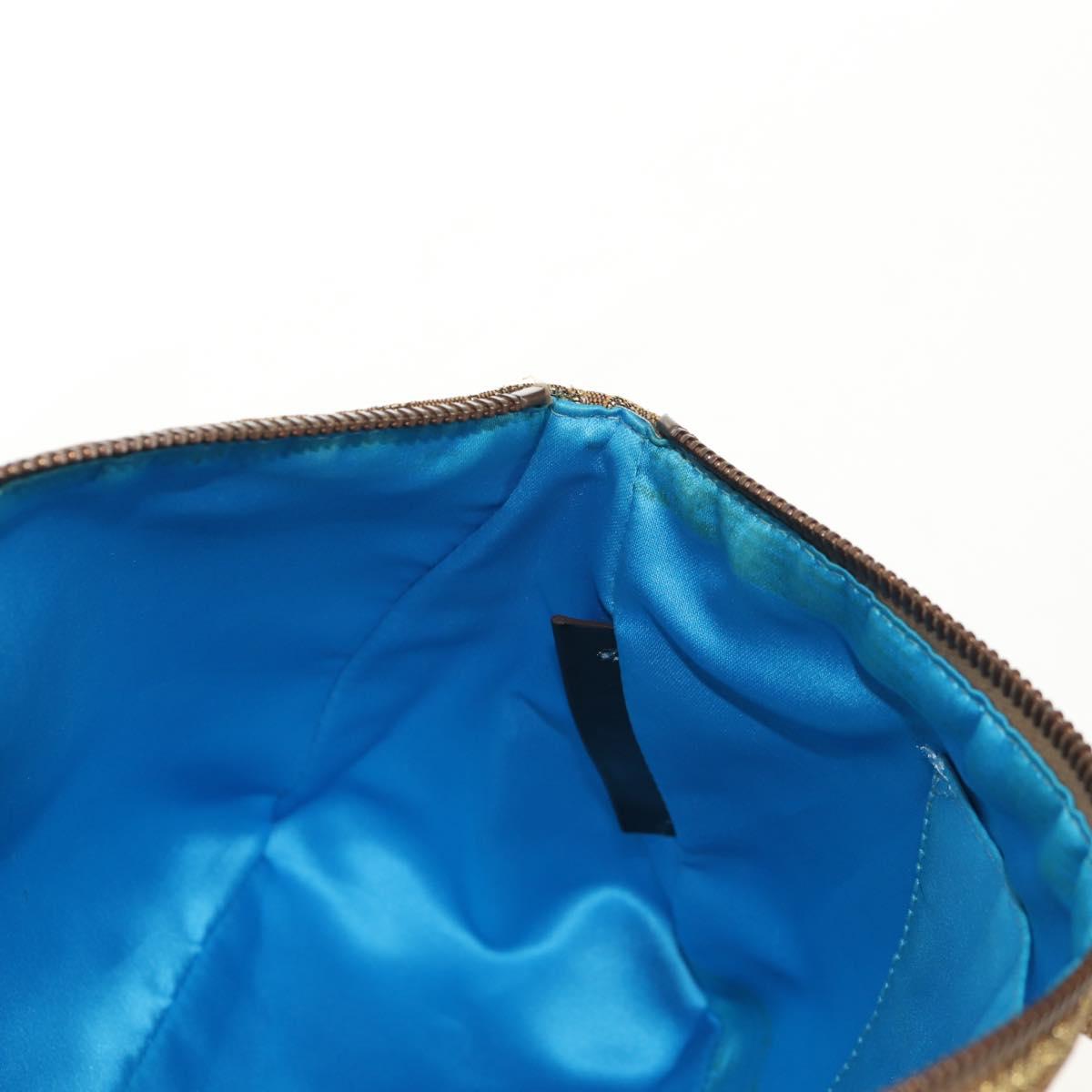 FENDI Zucchino Canvas Shoulder Bag Gold Auth 154915SAM