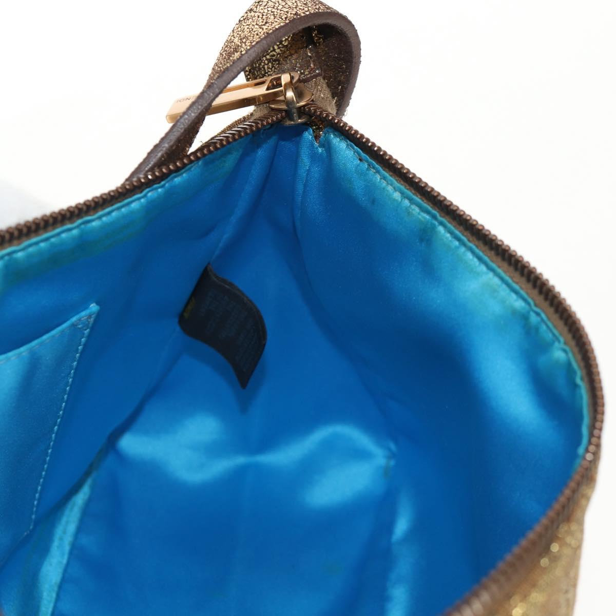 FENDI Zucchino Canvas Shoulder Bag Gold Auth 154915SAM