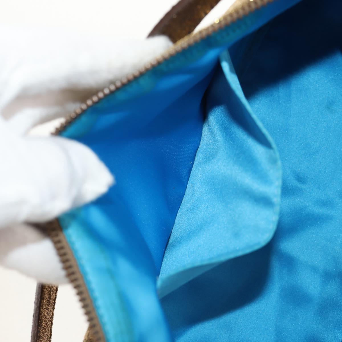 FENDI Zucchino Canvas Shoulder Bag Gold Auth 154915SAM