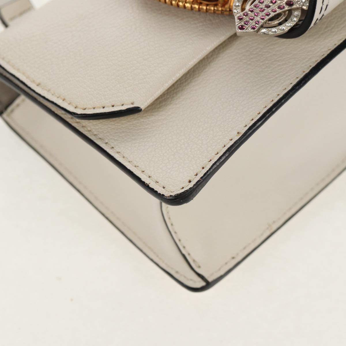Miu Miu Mew Lady Shoulder Bag Leather White Gold Auth 154916V