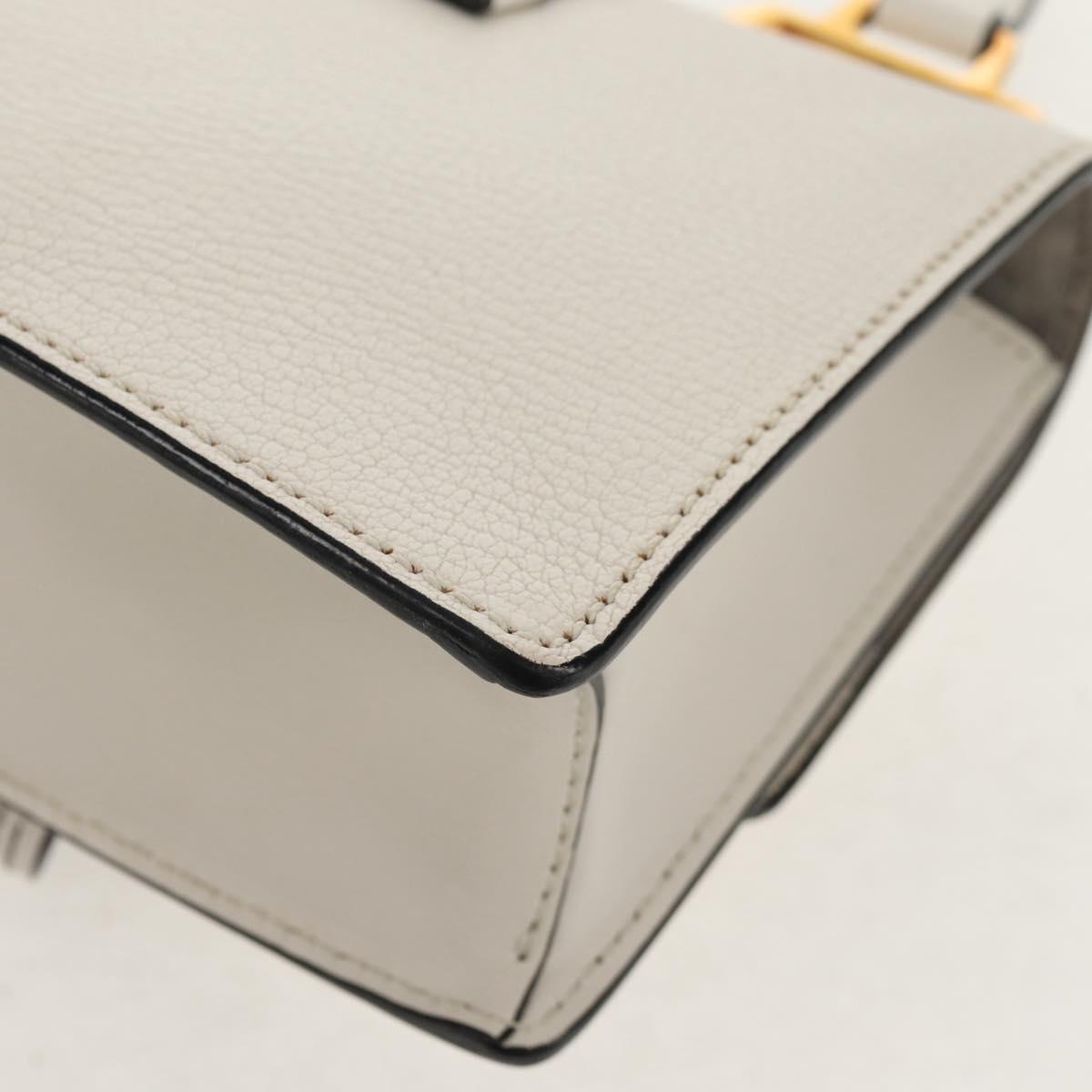 Miu Miu Mew Lady Shoulder Bag Leather White Gold Auth 154916V