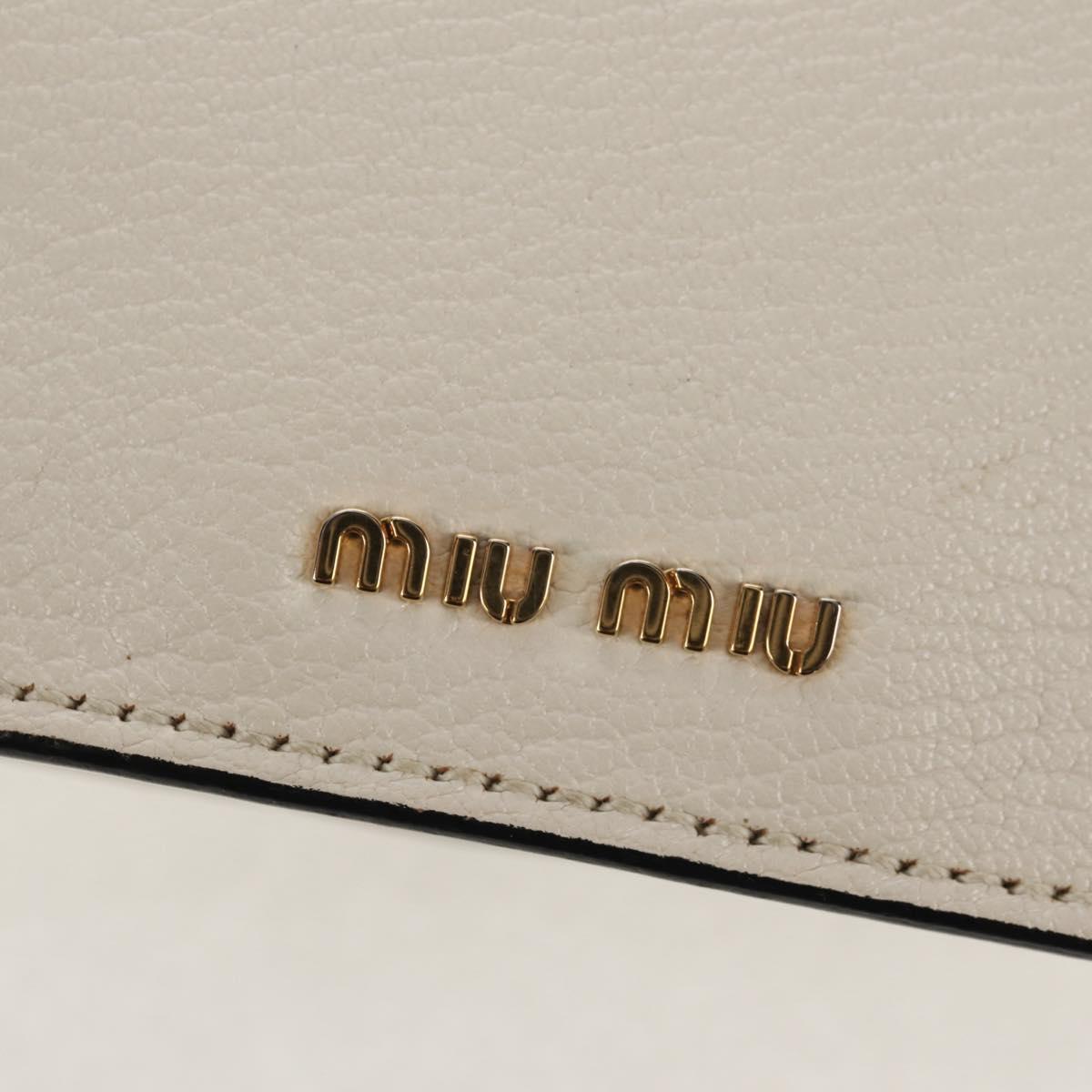Miu Miu Mew Lady Shoulder Bag Leather White Gold Auth 154916V