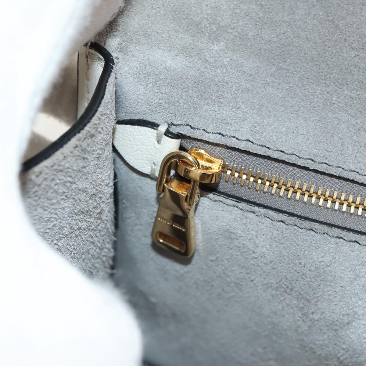 Miu Miu Mew Lady Shoulder Bag Leather White Gold Auth 154916V