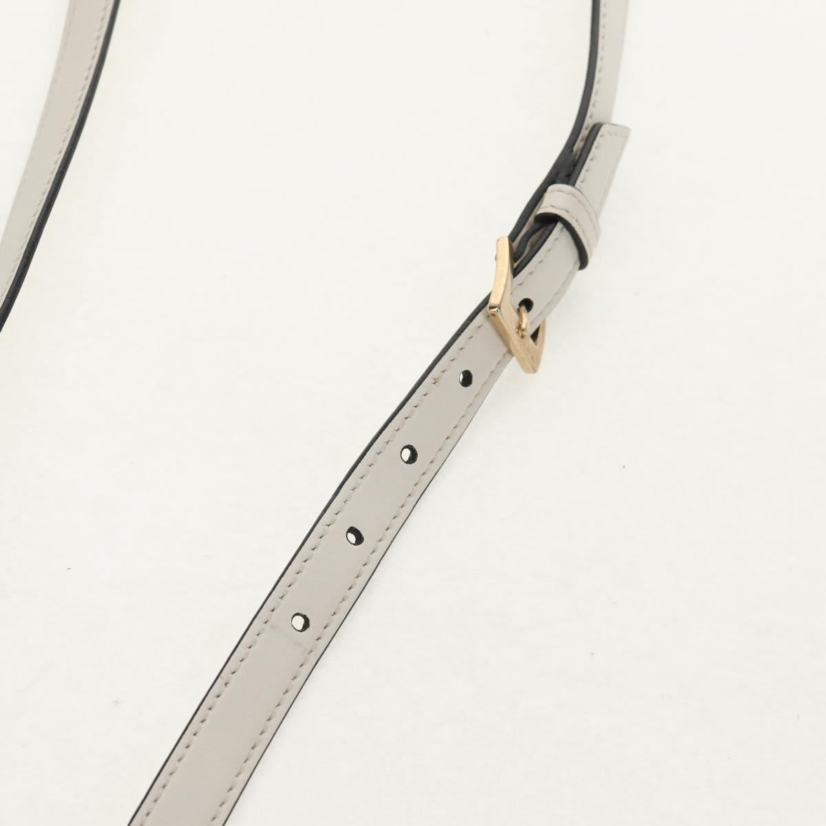 Miu Miu Mew Lady Shoulder Bag Leather White Gold Auth 154916V