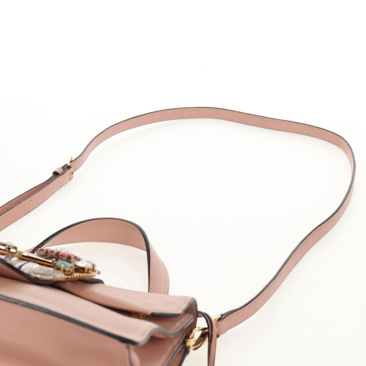 Miu Miu Mew Lady Hand Bag Leather 2way Pink Gold Auth 154917V