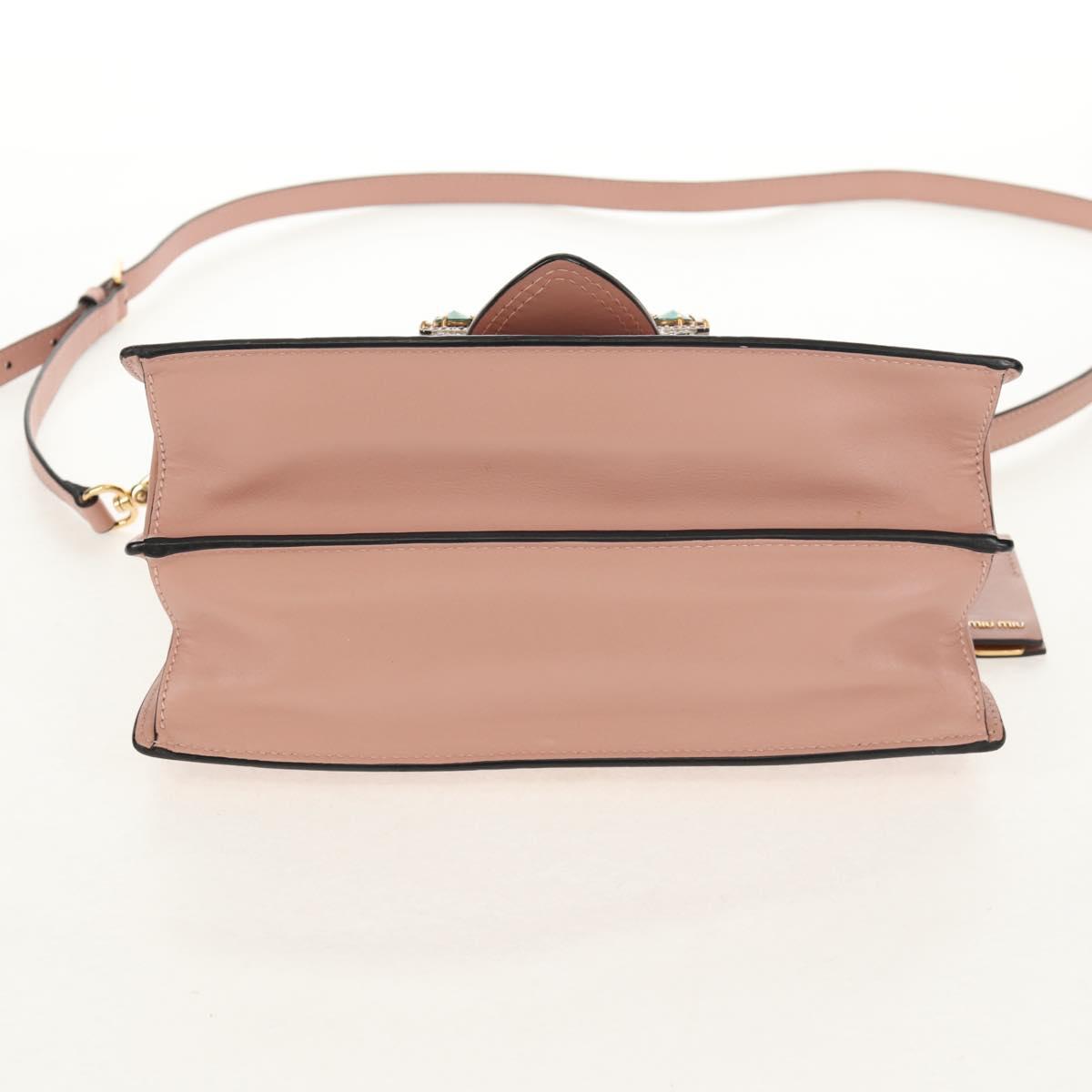 Miu Miu Mew Lady Hand Bag Leather 2way Pink Gold Auth 154917V