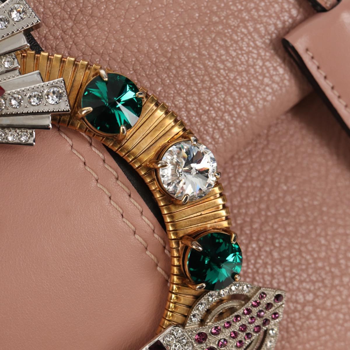 Miu Miu Mew Lady Hand Bag Leather 2way Pink Gold Auth 154917V