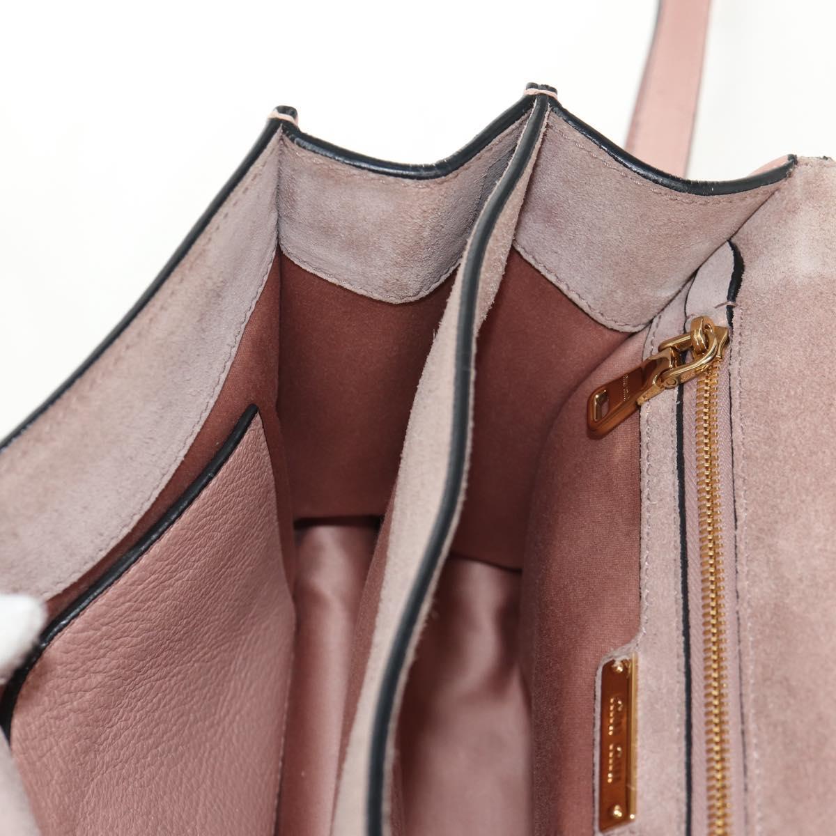 Miu Miu Mew Lady Hand Bag Leather 2way Pink Gold Auth 154917V