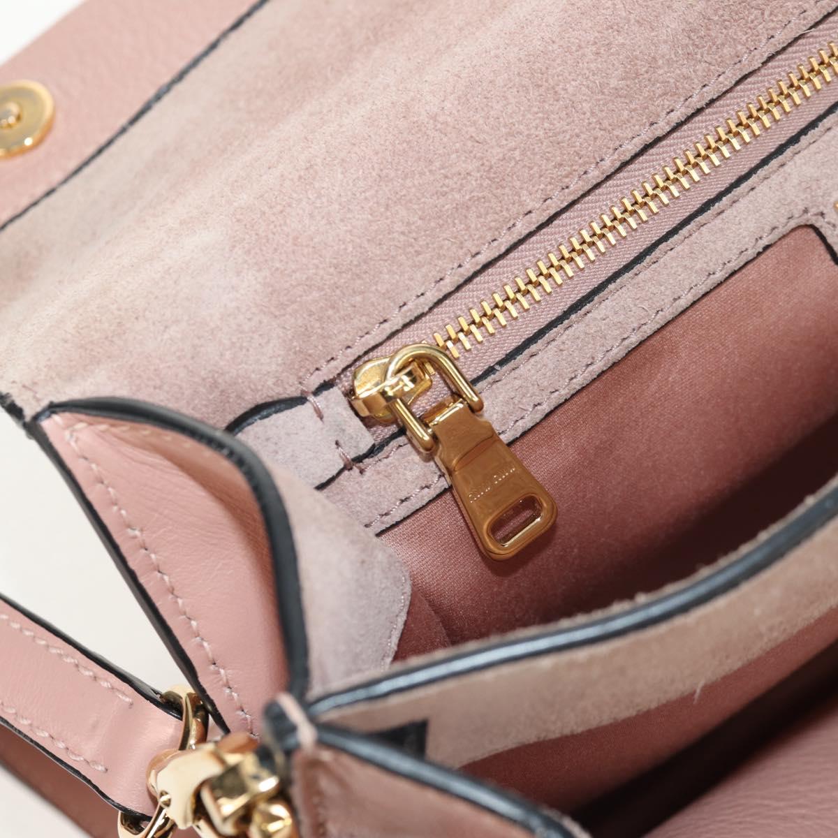 Miu Miu Mew Lady Hand Bag Leather 2way Pink Gold Auth 154917V