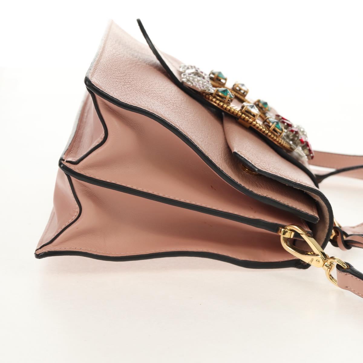 Miu Miu Mew Lady Hand Bag Leather 2way Pink Gold Auth 154917V