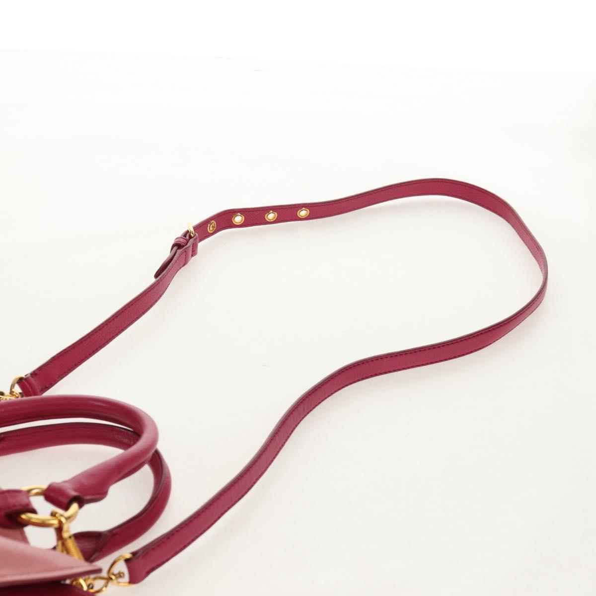 Miu Miu Madras Hand Bag Leather 2way Pink Gold Auth 154918V