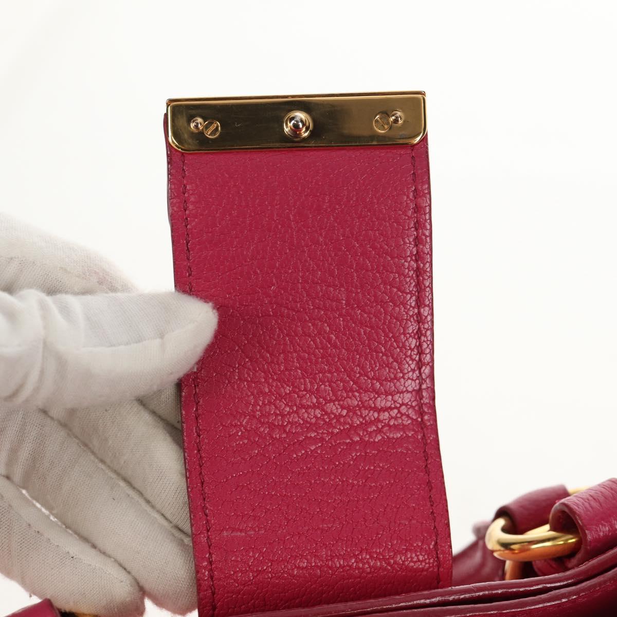 Miu Miu Madras Hand Bag Leather 2way Pink Gold Auth 154918V