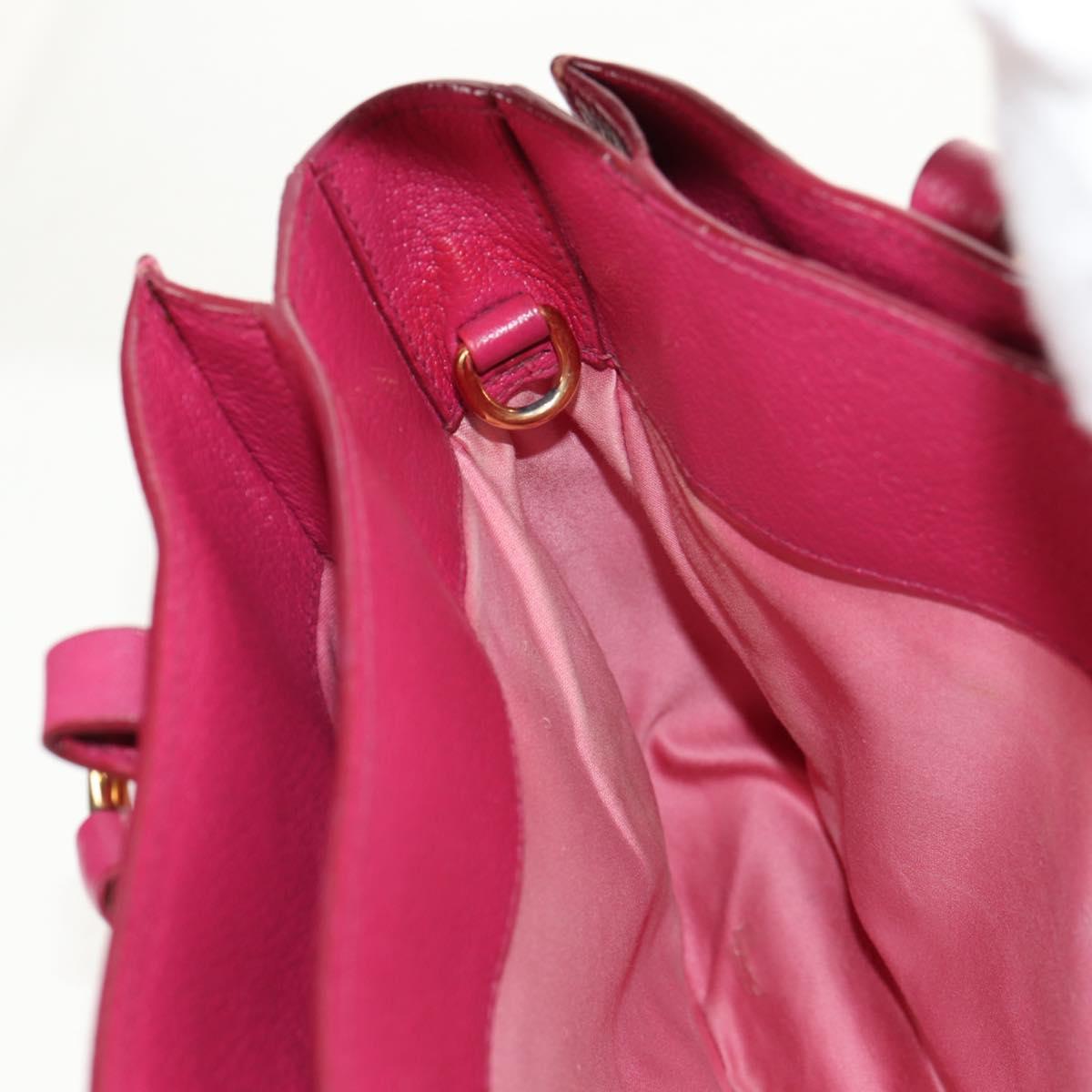 Miu Miu Madras Hand Bag Leather 2way Pink Gold Auth 154918V