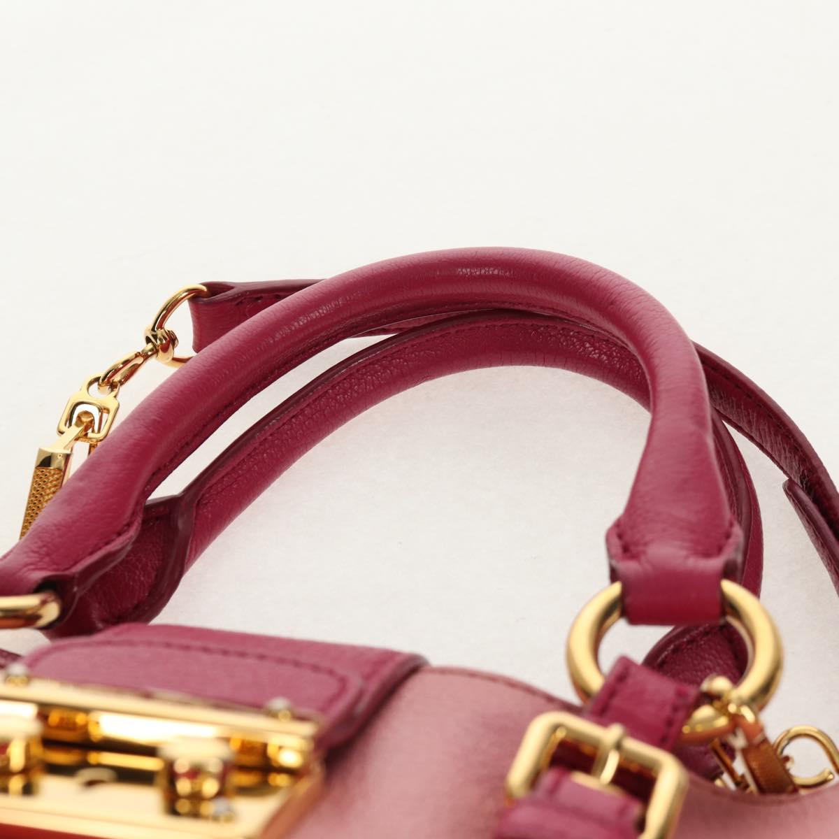 Miu Miu Madras Hand Bag Leather 2way Pink Gold Auth 154918V
