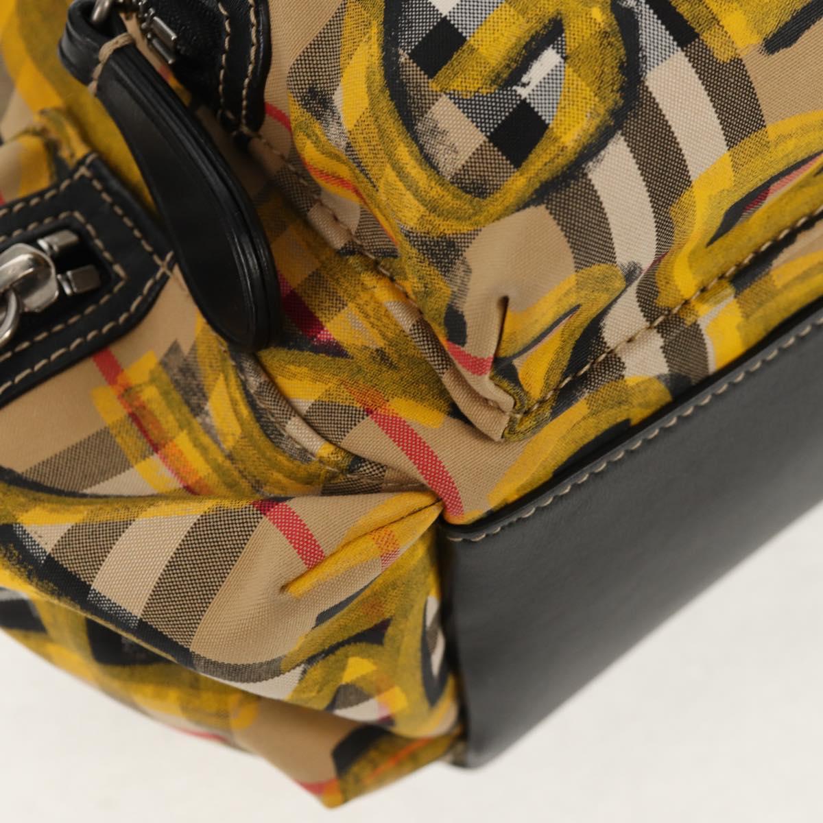 BURBERRY Nova Check Graffiti Backpack Canvas Beige Auth 154919V
