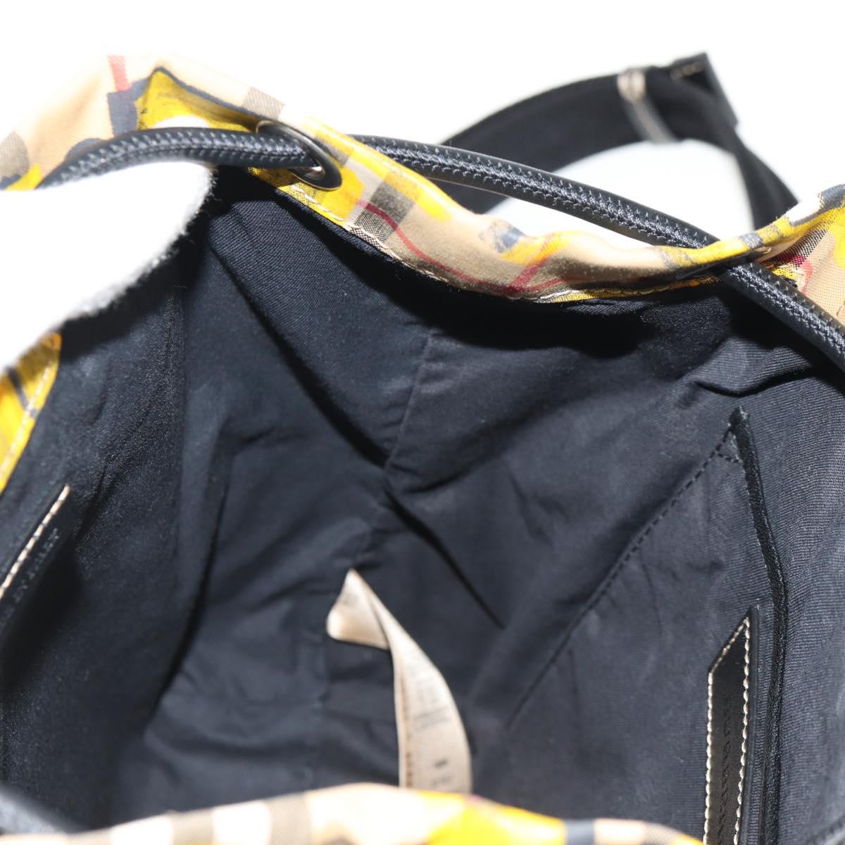 BURBERRY Nova Check Graffiti Backpack Canvas Beige Auth 154919V