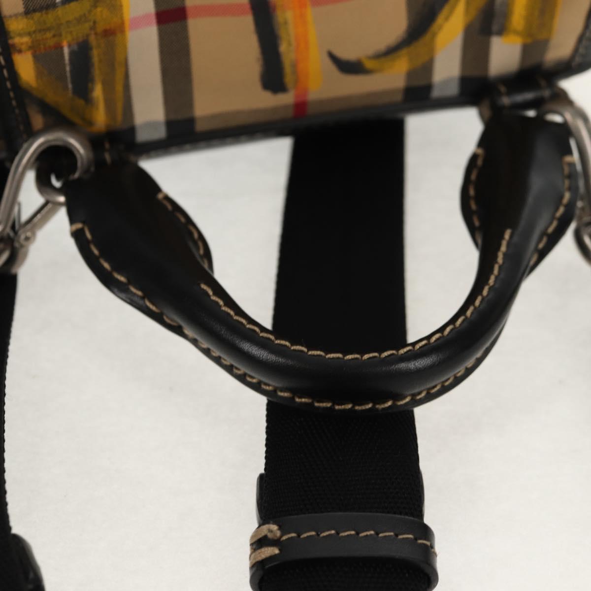 BURBERRY Nova Check Graffiti Backpack Canvas Beige Auth 154919V