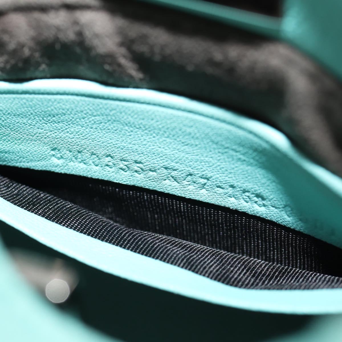 FENDI Micro Peek A Boo Hand Bag Leather 2way Turquoise Blue Silver Auth 154920V