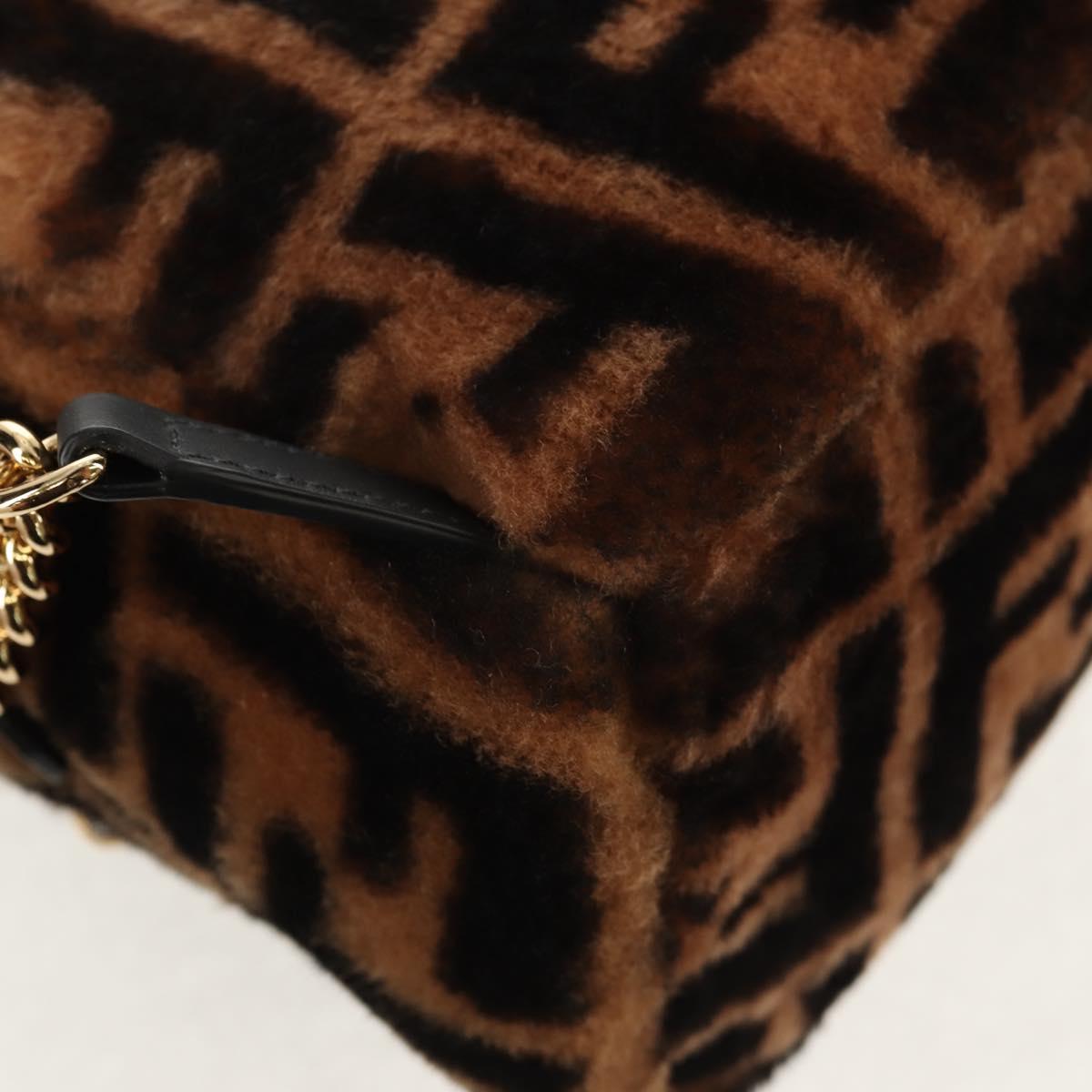 FENDI Zucca Canvas Zainomini Backpack Brown Black gold Auth 154921SAM