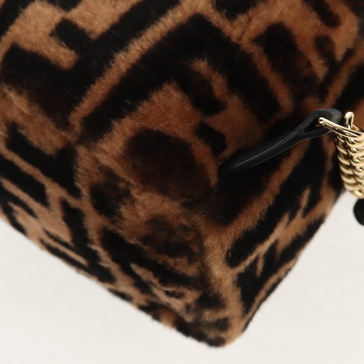 FENDI Zucca Canvas Zainomini Backpack Brown Black gold Auth 154921SAM